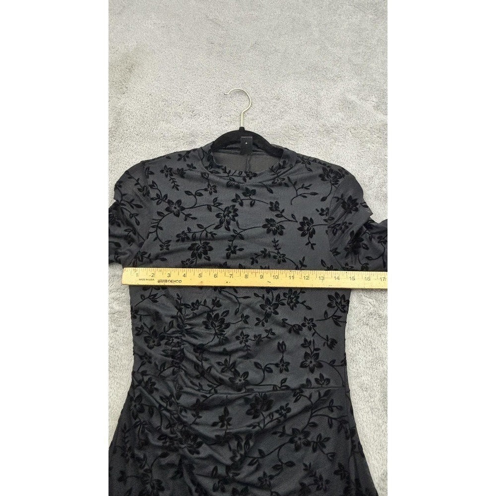 SHEIN Velvet Burnout Sheer Overlay Maxi Dress Womens M Black Floral Whimsigoth - Picture 11 of 15